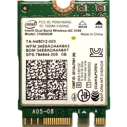 Intel Dual Band Wireless-AC 3160NGW 3160AC Bluetooth 4.0 NGFF SPS 784644-005 Wifi WLAN card for HP Asus Dell Acer Shenzhou Sony