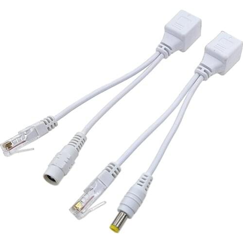 POE Adapter Cable RJ45 Cable Power Over Ethernet Adapter Injector Splitter DC 12 V 1 Pair for IP Cameras