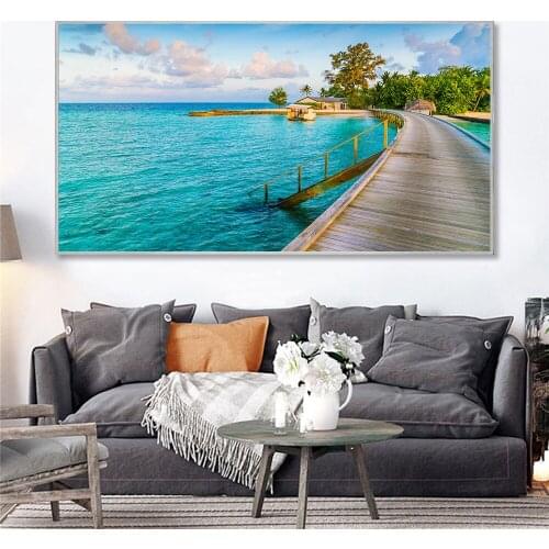 Canvas Painting Bridge Poster Landscape Cityscape Bridge Poster Canvas Art Print Wall Picture for Living Room Modern Decor