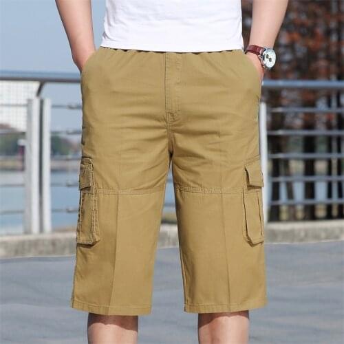 Summer Military Style Summer Men Baggy Cargo Cotton Knee Length Pant Casual Trouser Male Large Loose Big Size Khaki Shorts 6xl