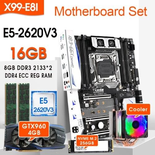 JINGSHA X99 motherboard with XEON E5 2620 V3 2*8G DDR4 2133 REG memory NVME 256GB M.2 SSD GTX960 4GB COOLER combo kit set SATA3