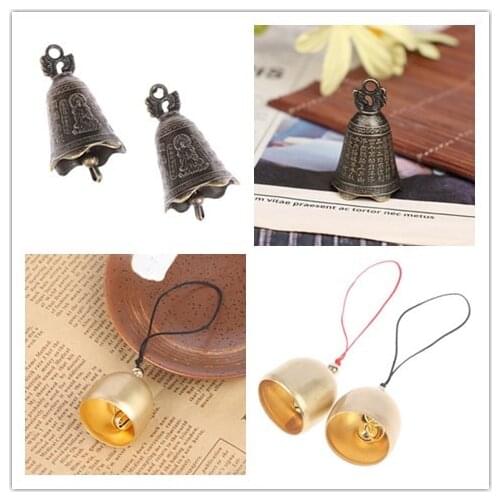Antique Bell Chinas mini Brass Copper sculpture pray Guanyin Bell Shui Feng Bell Invitation Buddha Buddhism