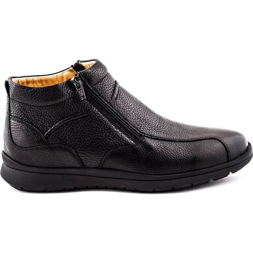 Mens Boots Genuine Leather Black Color Comfort Orthopedic Insole Suitable for Foot Anatomy Comfortable Wear Zippered Inside Out Leather Quality Lightweight Non-Slip Wholesale Outdoor Hiking Waterproof Ankle 793203