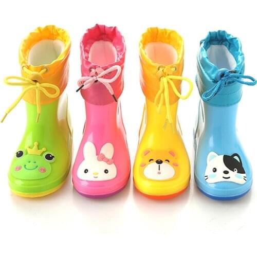 Rainshoes Non-slip Thickened Boys and Girls Cartoon Velvet Tasteless Cylinde