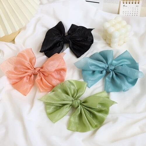 New Fashion Satin Bow Barrettes Hairpins For Women Girls Rhinestone Spring Hair Clips Ribbon Headband Ponytail Hair Accessories