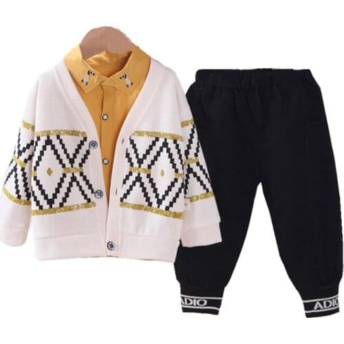 New Spring Baby Fashion Clothes Children Casual Jacket Shirt Pants 3Pcs/Sets Autumn Infant Casual Costume Kids Cotton Sportswear