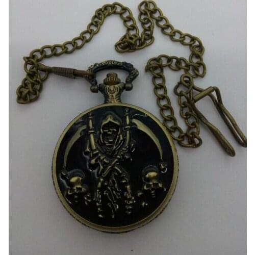Wholesale 10 PCS/lot Black antique Nightmare Before Christmas Men cool gift steampunk FOB chain pocket watches PM836