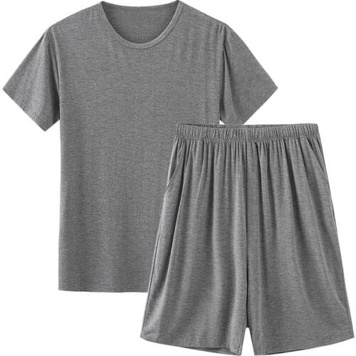 Modal pajamas mens summer shorts short-sleeved suit home service two-piece suit can be worn outside