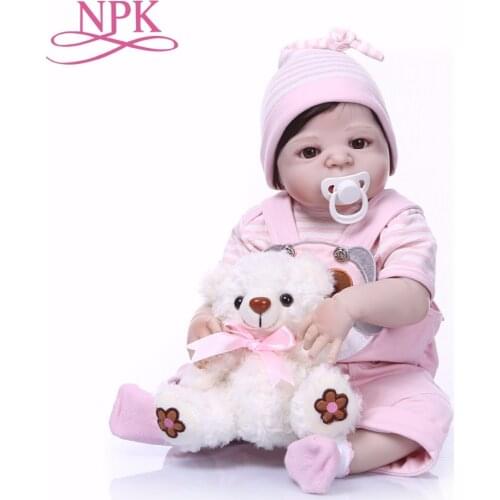 NPK 57CM Full Silicone body Baby bebe Doll Reborn Babies Lifelike Girls toys Body For Kids Christmas or Birthday Gift bath toy