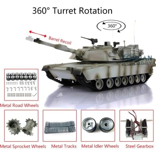 RC Tank Heng Long Toys 1/16 Snow 7.0 Customize Abrams 3918 360° Turret Barrel Recoil TH17839-SMT4