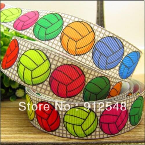 7/8'' (22mm) Volleyball printed Grosgrain ribbon Polyester cartoon Ribbon haribow accessory gift pack,81713