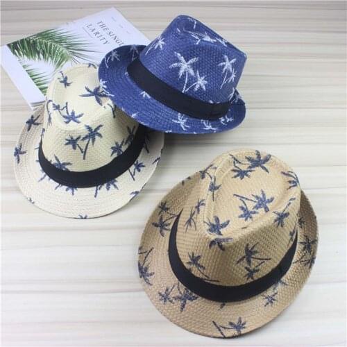 Richkeda Store New 2021 Summer Straw Sun Hat Kids Beach Sun Hat Trilby Panama Hat Handwork For Boy Girl Children 4 Colour