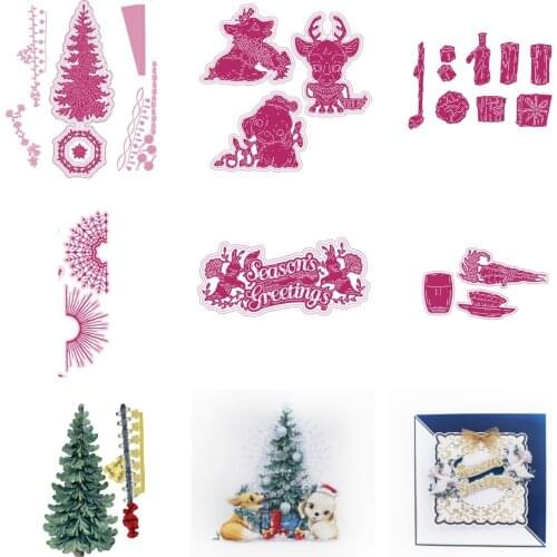 Christmas Tree Animal Dog Radish Cutting Dies and Stamps Scrapbook Diary Decoration Stencil Embossing Template Diy Greeting