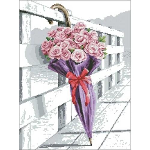 Rose umbrella patterns counted 11CT 14CT 18CT Cross Stitch Set DIY Counted Cross-stitch Kit Embroidery Needlework Home Deco