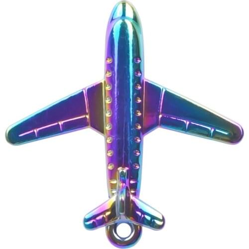 Aircraft Pendant Jewelry Making DIY Accessories Handmade Rainbow Color Charms For Necklace Bracelets Airplane Alloy Craft 5 pcs