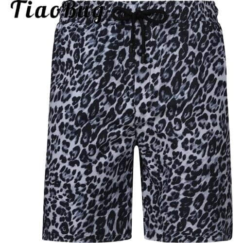 4XL Men Chic Casual Shorts Quick-dry Swimming Trunks Summer Holiday Beach Zebra Stripe Leopard Print Drawstring Shorts Pockets