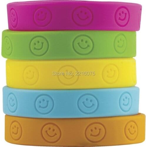 500pcs Happy Faces award wristband silicone bracelets free shipping by DHL express