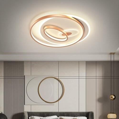 JMZM LED Round Ceiling lamp Indoor Modern Living Room Lighting Rose Gold Minimalist Copper Ceiling Light Bedroom Dining Room