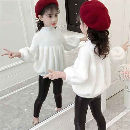 Girls' Sweaters Winter Wear New Style Imitation Mink Jacket Sweater Baby Warm Coat Kids Sweaters