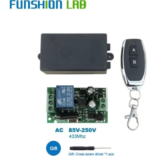 FUNSHION 433Mhz Universal Wireless Remote Control Switch AC 85V 110V 220V 1CH Relay Receiver Module & RF 433 Mhz Remote Controls
