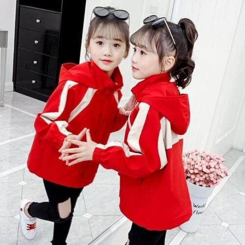 Spring Autumn Casual 3-11 12 Years Children Full Long Sleeve Hooded Zipper Tops Outwear Windbreaker Coats Kids Baby Girls Jacket