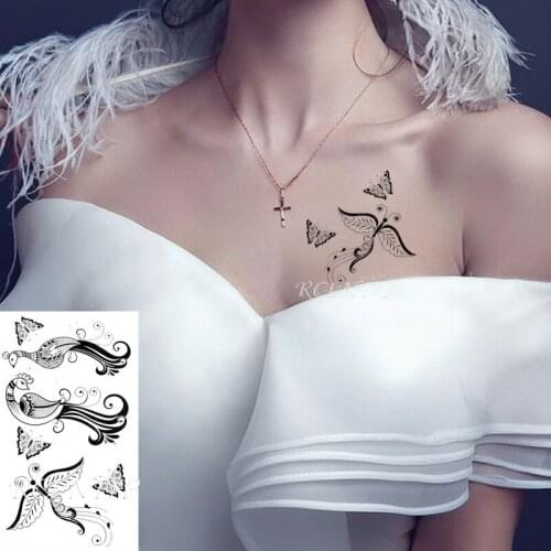 Waterproof Temporary Tattoo Sticker Phoenix Butterfly Animal Simple Drawing Fake Tatto Flash Tatoo Art for Kids Men Women