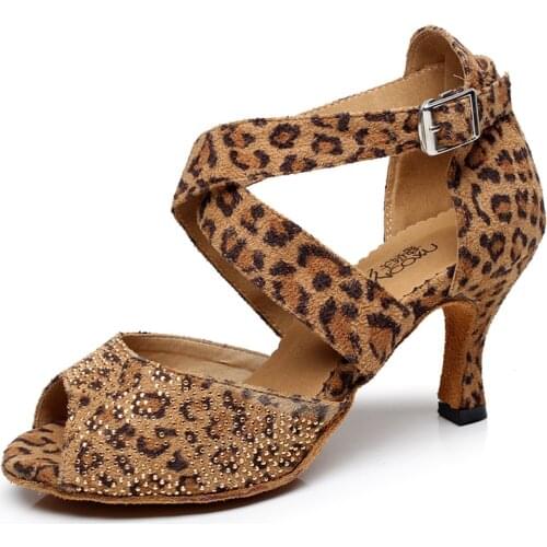 HOT Hot Selling Salsa jazz Outdoor Indoor practice latin dance shoes for women dancing teachers stylish high heel Flock