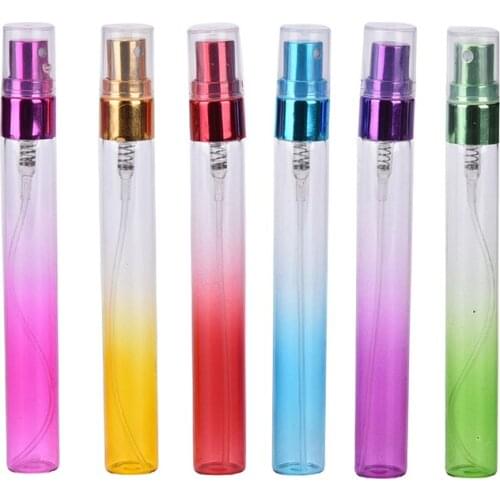 1Pc Colorful Travel Glass Small Empty Aromatic Fragrance Fine Mist Spray Perfume Refillable Bottle Atomizer Portable Sample 10ml