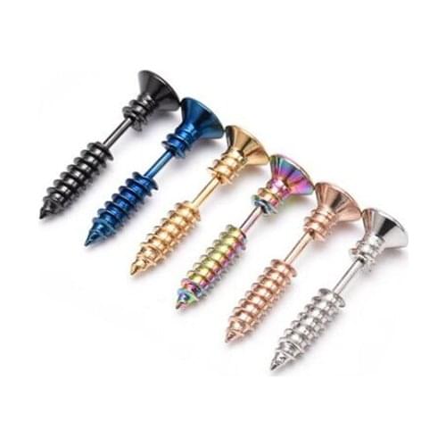 1pcs Unisex Stainless Steel Cross Screws Ear Stud Earrings Screw Back Ear Piercing Body Jewelry