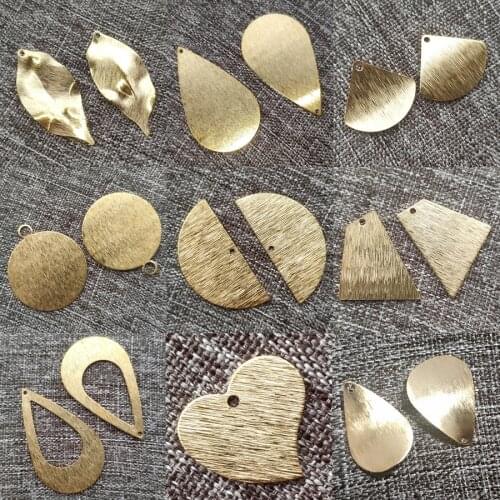 1pack Charms Waterdrop Leaf Curved Shell Sector Fan Heart Rectangle Pendant Raw Brass Jewelry Diy Bohemia Earring Making