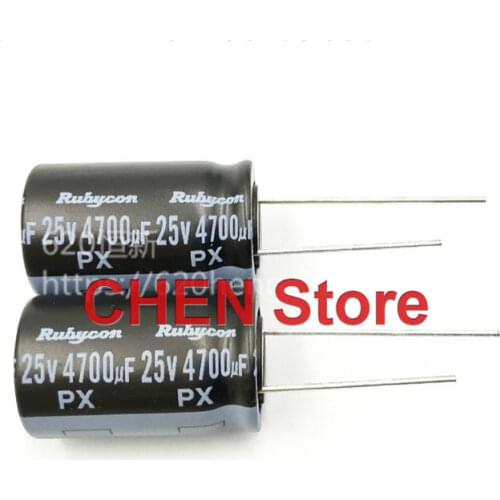10pcs/50pcs Rubycon PX 4700UF 25V 16x25mm electrolytic capacitor of Japan 105 degrees 25V4700UF 1000-2000 hours
