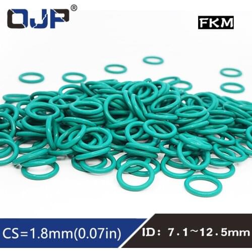 10PCS/lot Fluorine rubber Green FKM O ring CS1.8mm ID7.1/7.5/7.65/8/8.5/8.75/9/9.25/9.5/10/10.6/11.2/11.8/12.5mm Seal Gasket
