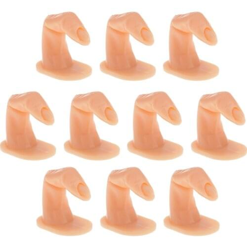 10pcs Reusable Nail Practice Hand Finger Model Hand Manicure Nail Art Training Beginner Tools with Sticky Bottom