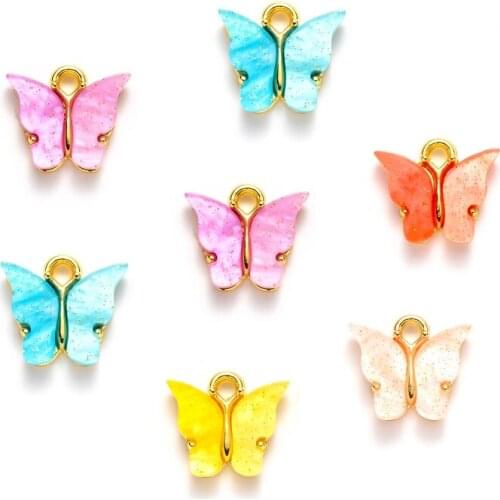 10PC Fashion Alloy Butterfly Setting Resin Charms Lovely DIY Animal Pendants Handmade Jewelry For Bracelet Necklace Making