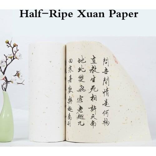 100m Chinese Calligraphy Paper Half-Ripe Rice Paper Calligraphy Brush Writing Painting Xuan Paper Flower Plant Yun Long Paper