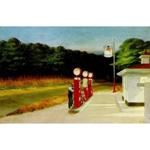 100% handmade Professional artist made high quality Oil Painting Reproduction on Linen Canvas,Gas Station,Free DHL