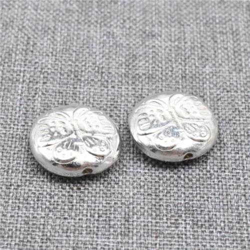 2 Pieces of 925 Sterling Silver Butterfly Beads 2-Sided 12mm for Bracelet Necklace