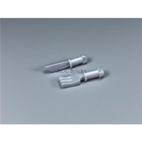 20sets/lot MOC Bricks Tableware Utensil Knife and fork Food Educational DIY Building Blocks toys for children Xmas gifts