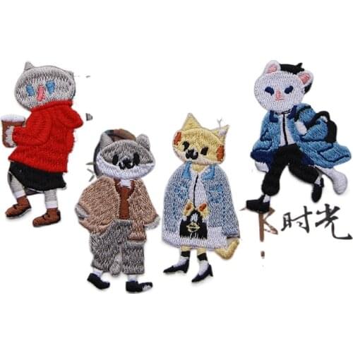 20pcs/lot Fashion Kitty Show Embroidery Patch Cat Animal Clothing Decoration Sewing Accessories Diy Iron Heat Transfer Applique