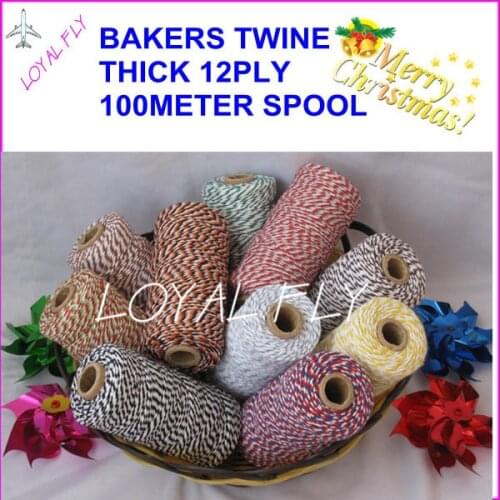 25pcs/lot cotton bakers twine 12ply thick, 100m/spool, divine twine, DIY twine, used in gift,greeting card