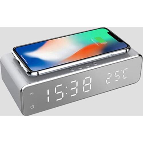 3 in1 LED Electric Alarm Clock With Phone Wireless Charger Charging Pad Digital Thermometer Clock HD Clock Mirror Digital clock