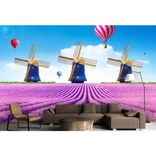 3D background wall photo wall paper mural 3d Lavender Dutch windmill Living room bedroom 3d wall murals wallpaper