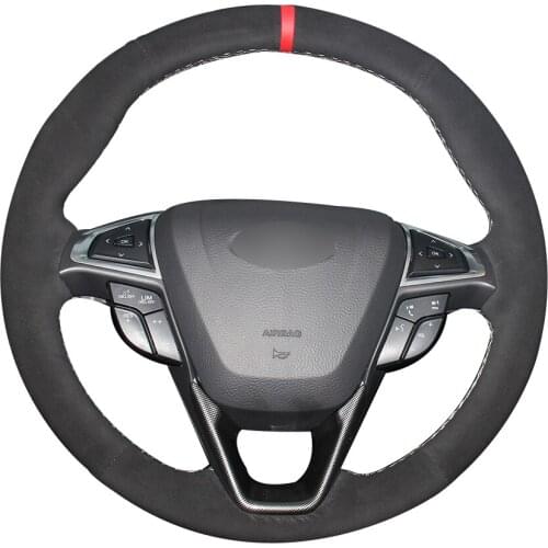 Black Suede Red Marker Car Steering Wheel Cover for Ford Fusion Mondeo 2013 2014 EDGE 2015 2016
