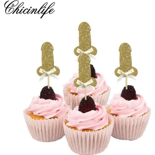 Chicinlife 10Pcs Bachelorette Party Hens Night Paper Willy Penis Cupcake Topper Bridal Shower wedding Decoration Party Supplies