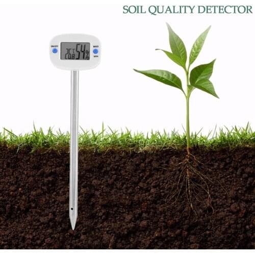 LCD Digital Soil Tester Meter Electronic Thermometer Hygrometer Temperature Moisture Humidity Monitor for Garden Lawn Plant Pot