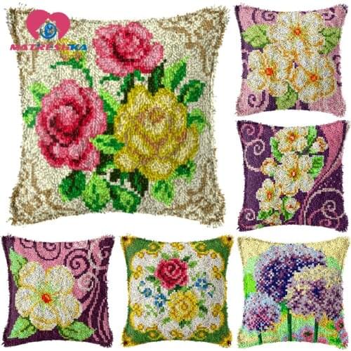 Flowers carpet embroidery do it yourself latch hook pillow embroidery pillow diy rugs cross-stitch pillow tapestry kits hobby