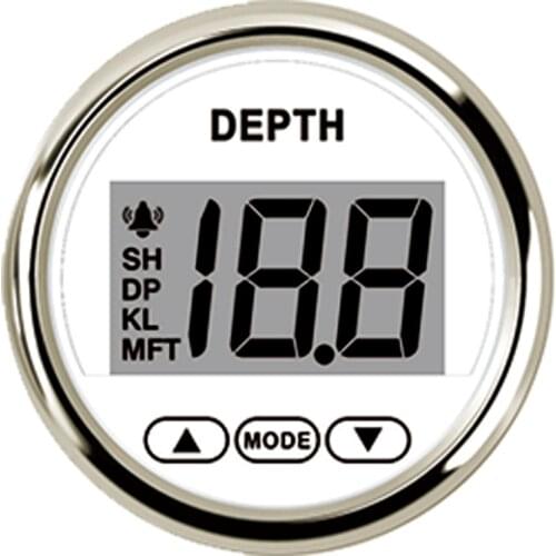 52MM Universal Depth Gauge Marine Boat Digital Depth Meter with White Backlight 9-32V Pulse Signal Depth Gauge Waterproof
