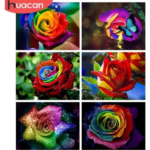 HUACAN Full Square Diamond Painting 5d Rose Mosaic Pictures DIY Diamond Embroidery Flower Home Decor Craft Kit