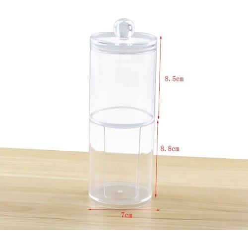 Round Qtip Container Cosmetic Holder Clear Q-tip Box Makeup Cotton Pad/Swab Organizer Jewelry Storage Box 7*17.2cm