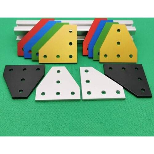 Multi Color 90 Degree Joint plate Aluminum Corner Angle Bracket Connection Joint Strip with 5 holes for Profile 2020 Series